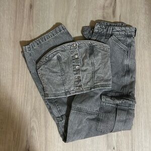 H&m gray matching denim set